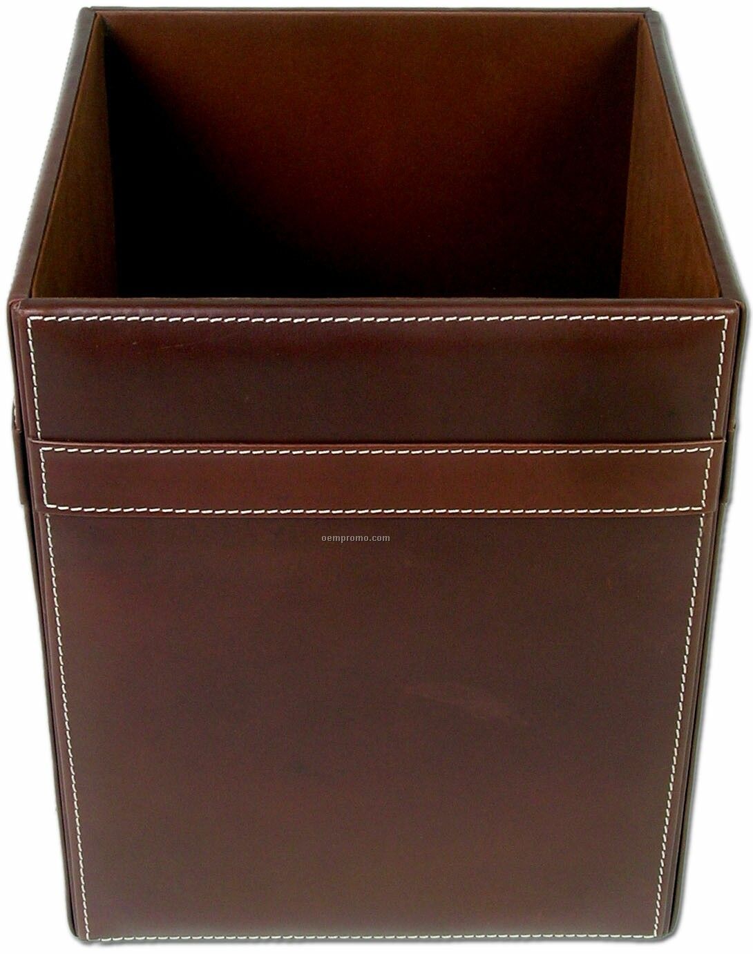 Rustic Brown Leather Square Waste Basket