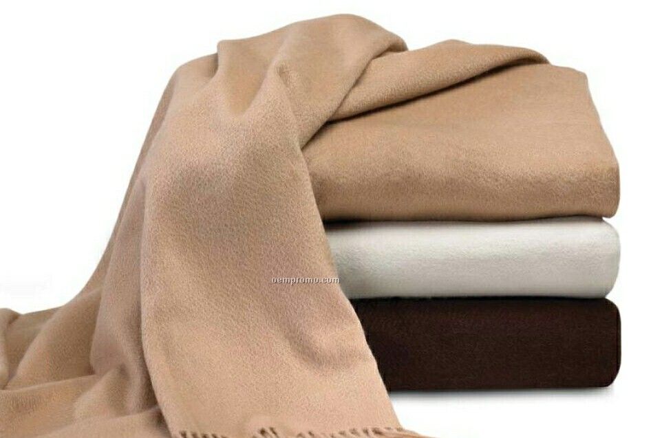 Wolfmark Ivory Cashmere Throw Blanket