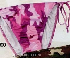 Women's Pink Camouflage String Bikini Swimsuit Bottom