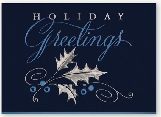 Dashing Holly Holiday Card W/ Lined Envelope
