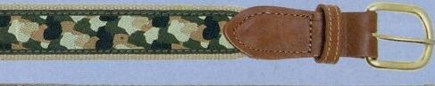 Embroidered Web Belt With Brass Or Silver Tip (Camouflage)