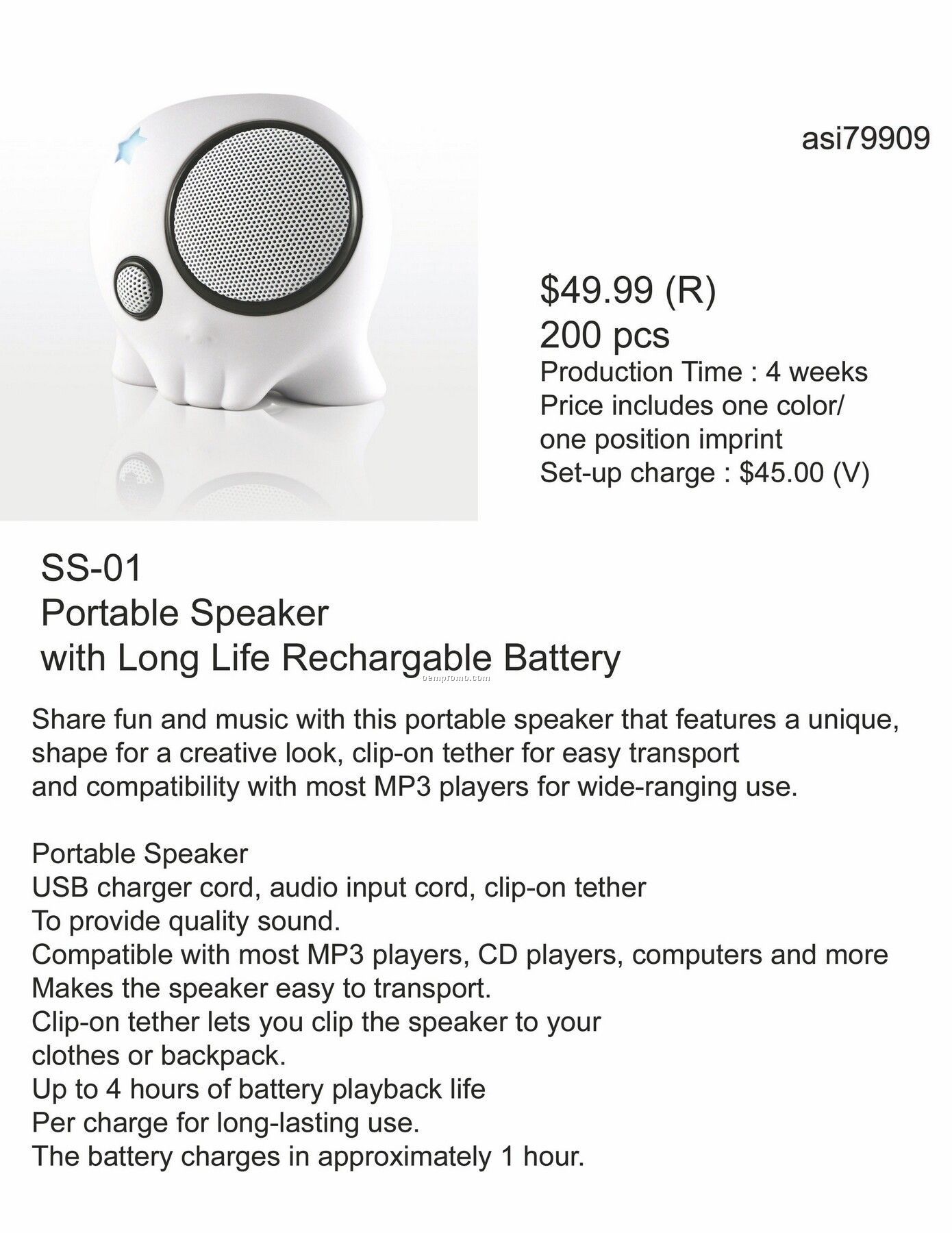 Portable Speaker With Rechargeable Battery