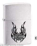 Silver Zippo Lighter W/ Flaming Harley Davidson Symbol
