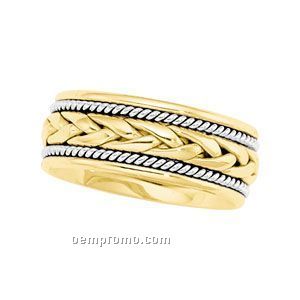 14ktt 8mm Ladies Hand Woven Comfort Fit Wedding Band Ring (Size 7)