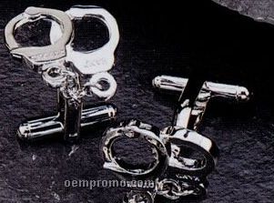 Handcuff Rhodium Cufflink