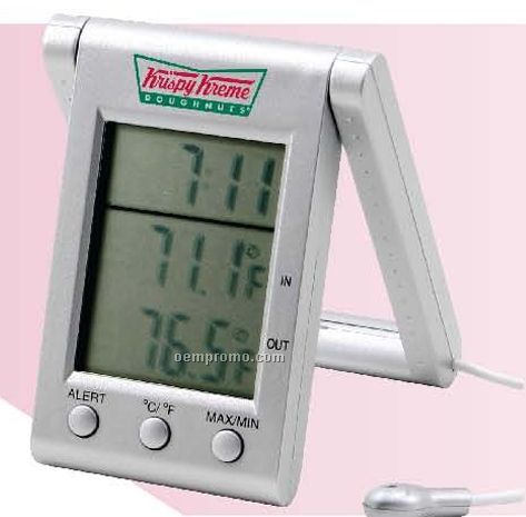 Indoor/Outdoor Dual Temperature Lcd Clock & Weather Instrument