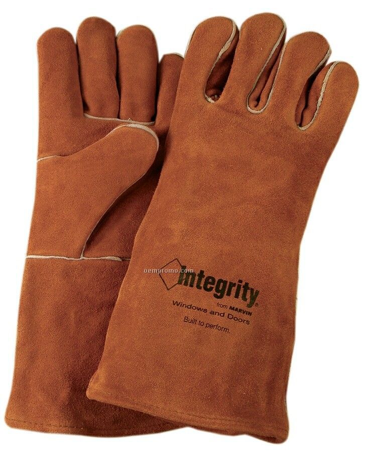 Men's Leather Welder & Fireplace Gloves W/Fully Welted Seams (Large)