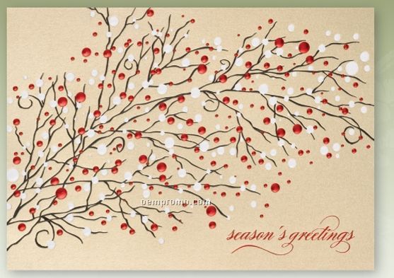 Stunning Branch Holiday Card W/ Lined Envelope