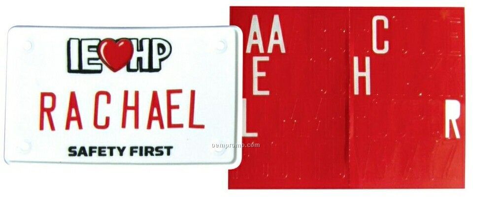 Bicycle License Plate W/ Alphabet Sheet