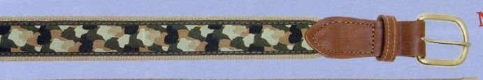 Embroidered Pattern Belt With Leather Tip (Camouflage)