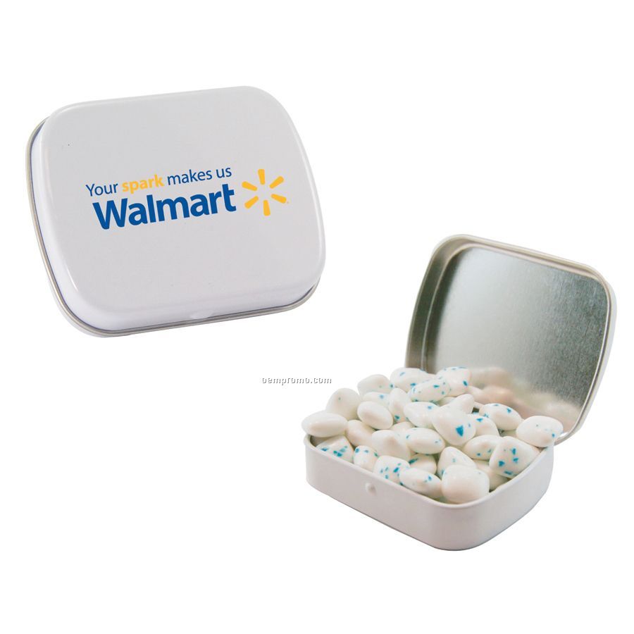 Small White Mint Tin Filled With Sugar Free Gum