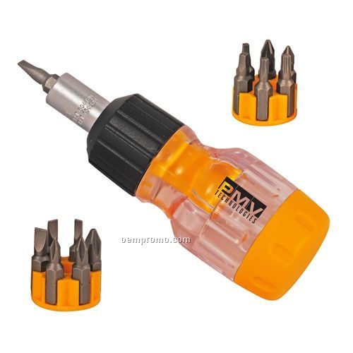 12-in-1 Ratchet Screwdriver Set In Yellow/Black/Clear Handle
