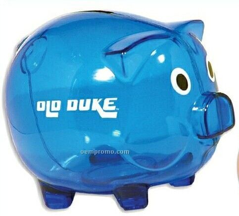 5" Translucent Blue Piggy Banks (Imprinted)