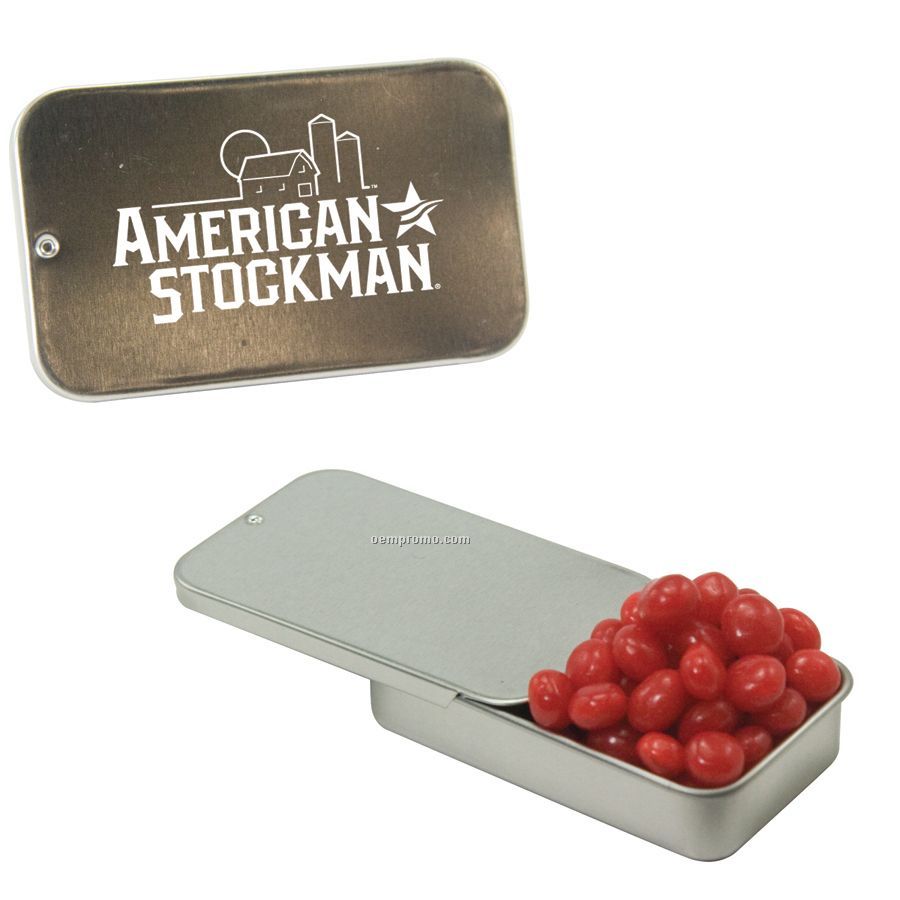 Silver Slider Tin With Cinnamon Red Hots
