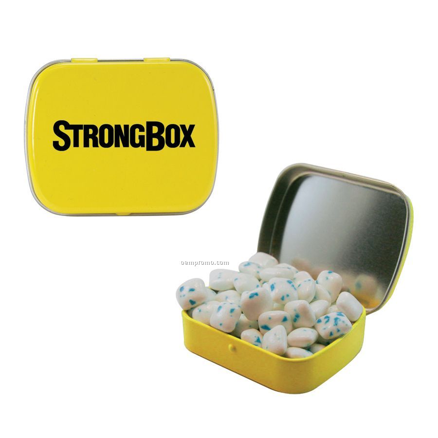 Small Yellow Mint Tin Filled With Sugar Free Gum
