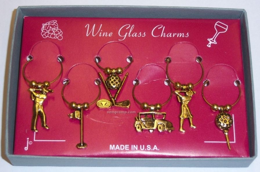 Marken Design Wine Glass Charm Set - Golf