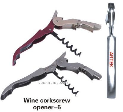 Corkscrew Opener, Stainless Steel, Silver Or Burgundy Color, Wine Accessory