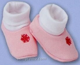 Jersey Sweatshirt Fleece Baby Booties With Knit Cuff