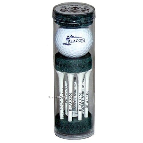 Long Golf Tee Combo Tube Pack W/ 8 Tees/ Ball Marker/ Ball (2 3/4