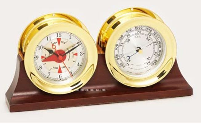 Nautical Series Tide/ Time Clock & Barometer On Double Base