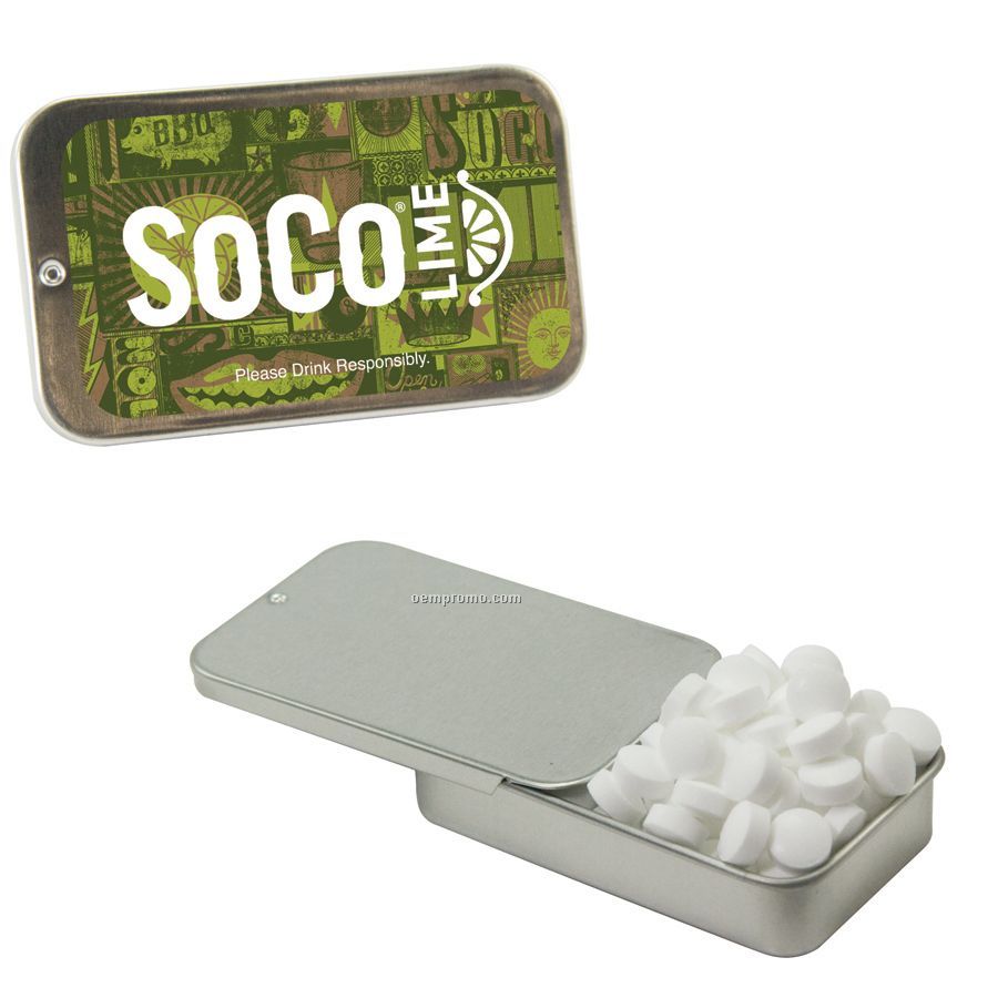 Silver Slider Tin With Sugar-free Mints