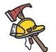 Stock Firemen Hat & Axe Mascot Chenille Patch
