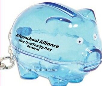 Translucent Blue Piggy Bank Keychain (Imprinted)