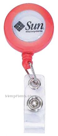 Round Solid Color Retractable Badge Holder With 35" Cord