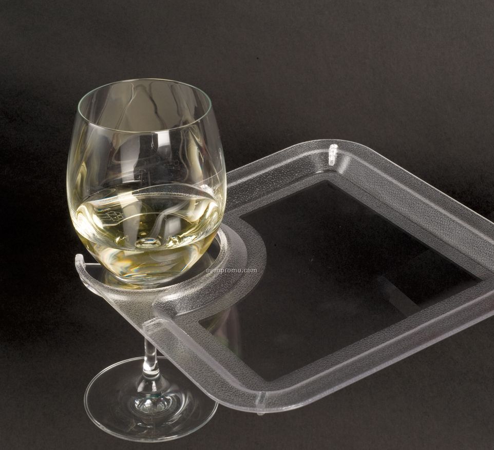 Square Party Plate With Built In Stemware Holder