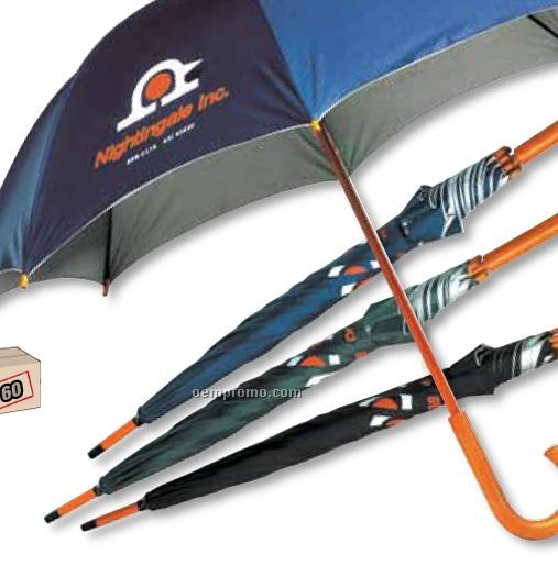 46" Manual Open Walking Cane Umbrella W/ Silver Lining (Blank)