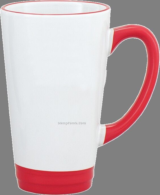 16 Oz. Halo Cone Mug (White/ Red Trim)