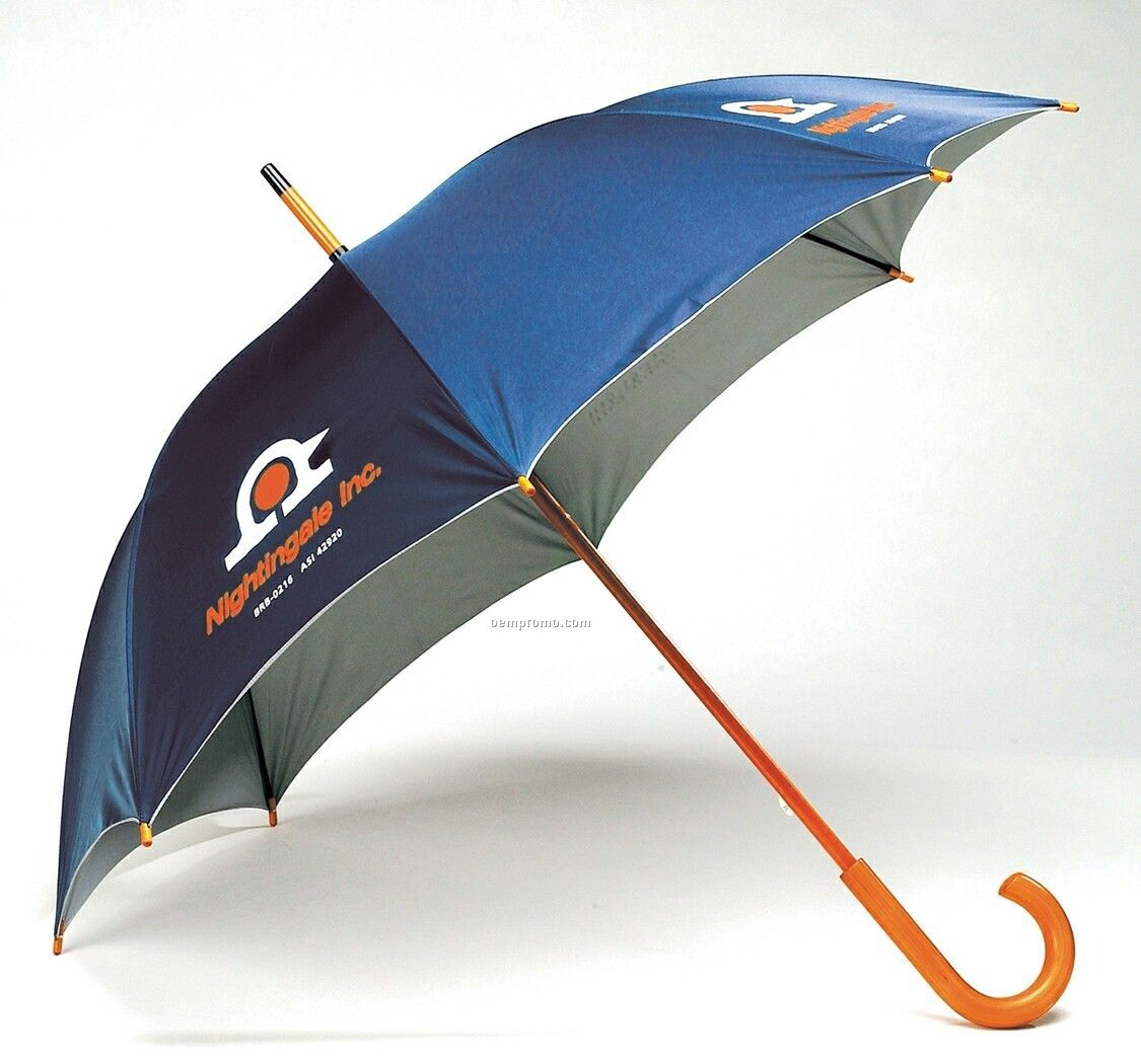 46" Manual Open Walking Cane Umbrella W/ Silver Lining