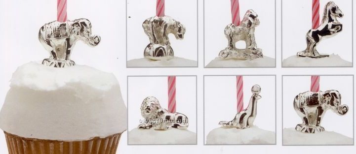 Silverplated Circus Animal Candle Set & Candles