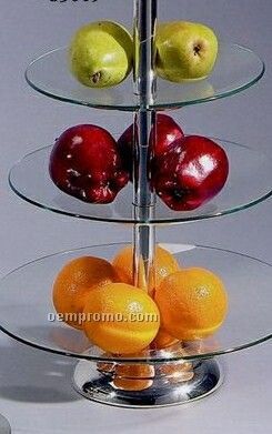 3 Tier Silver Plated/ Glass Stand