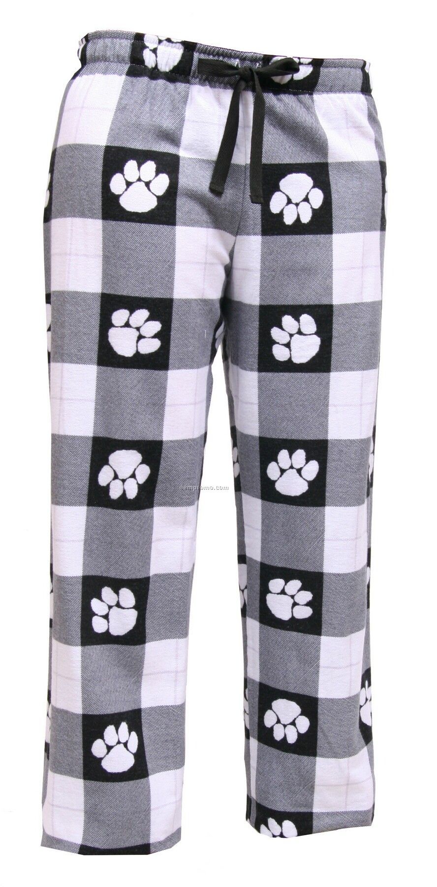 Adult White/Black Paw Print Novelty Let Loose Flannel Pant