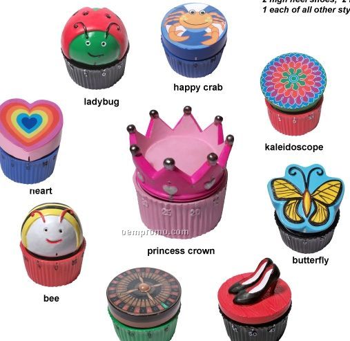 Assorted 12 Piece Hello Cupcake Princess Plie Magic Timers