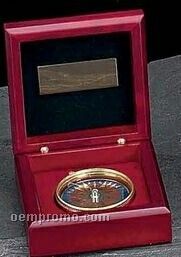 Brass Compass In Wood Box