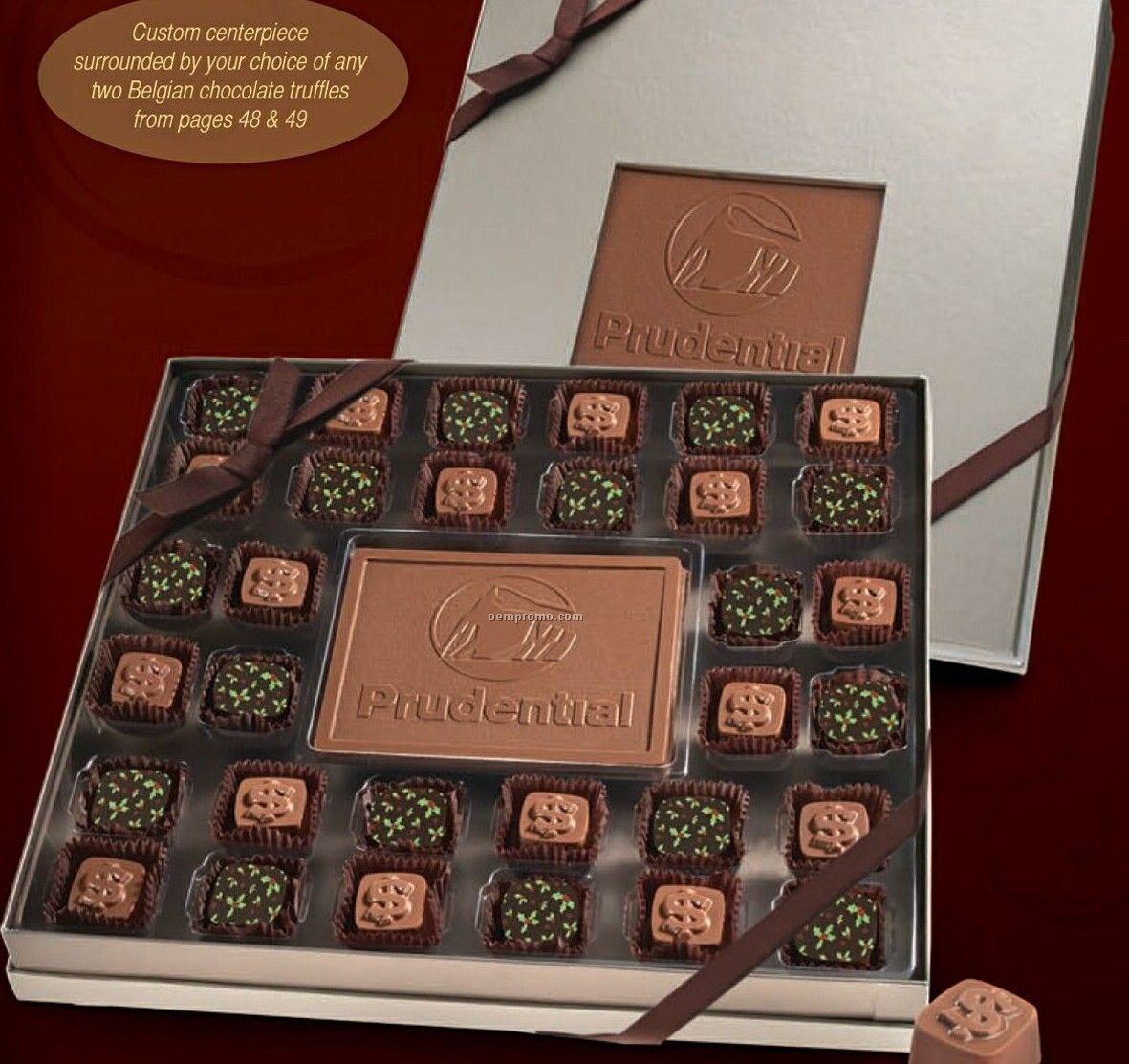 Food Gift - Belgian Chocolate Custom Centerpiece & 32 Truffles
