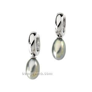 Ladies' 14kw 6-1/2 To 7mm Cultured Light Gray Pearl Earring