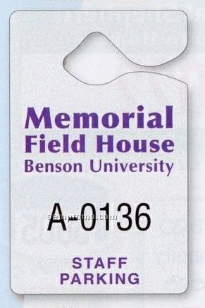 Numbered Plastic Hanging Parking Permit (3"X4 3/4")