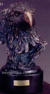 Brown Small Eagle Head Trophy W/ Round Base (5" High)