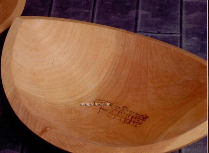 Beech Wood Wedge Bowl - (12"X9") - Laser Engraved