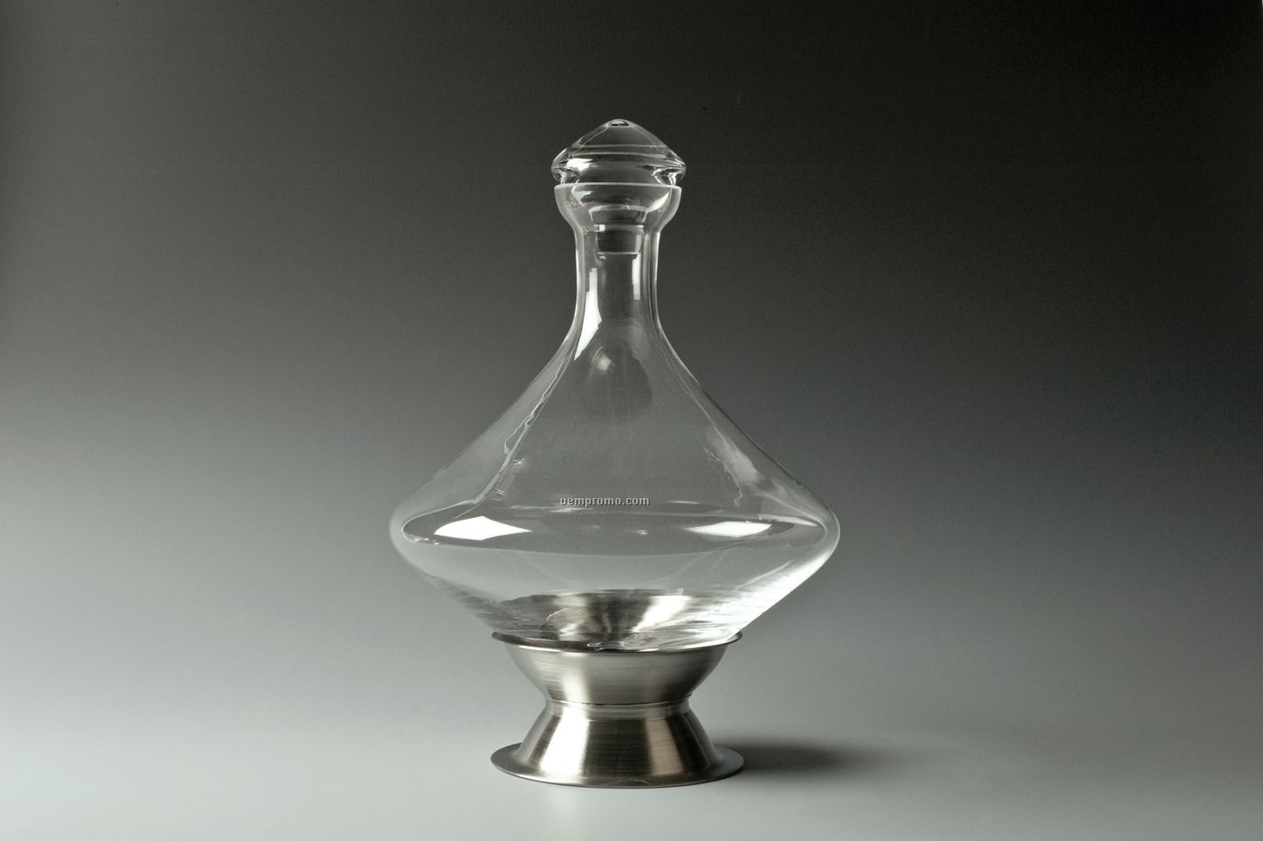 Orbital Decanter With Stainless Steel Base & Crystal Stopper