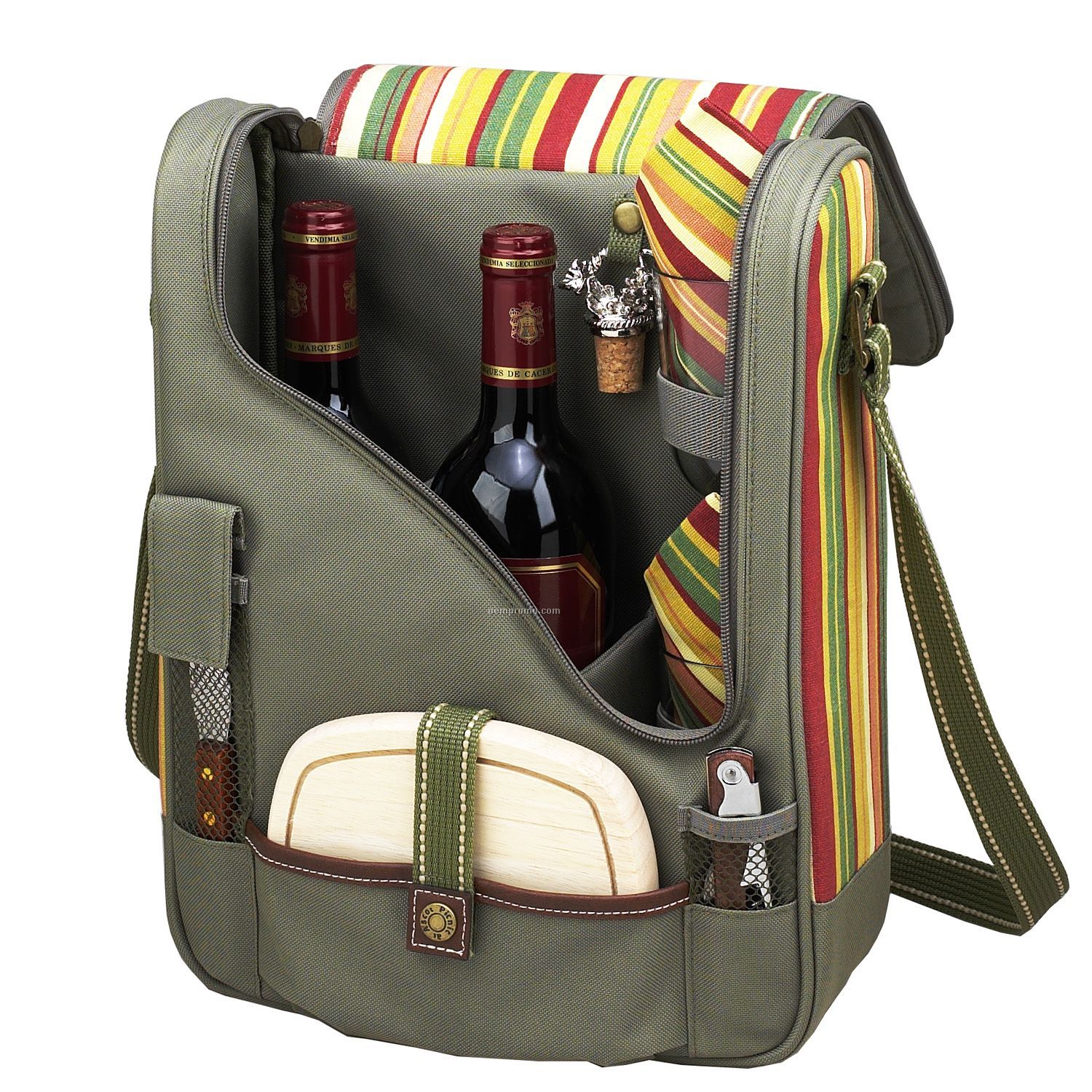 Santa Barbara Two Bottle Wine & Cheese Cooler With Glasses