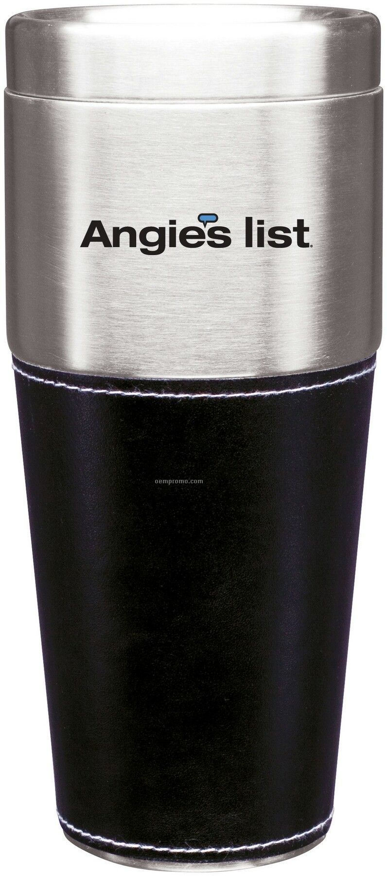 16 Oz. Stainless Steel Newport Tumbler With Black Leatherette Sleeve