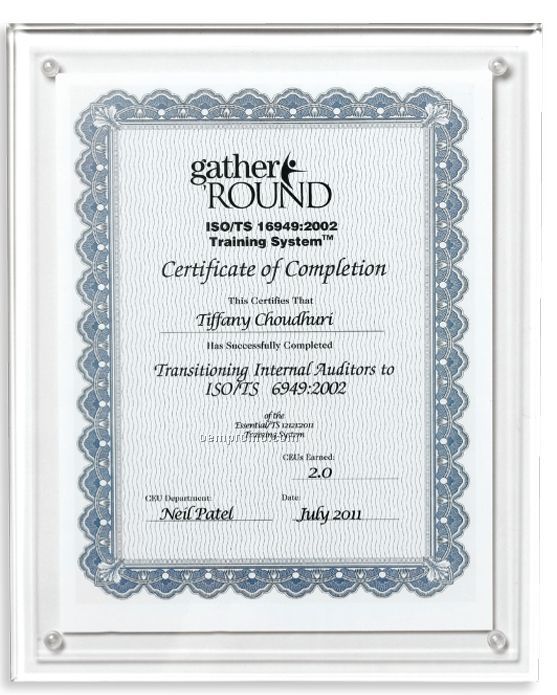 Clear On Clear Blank Acrylic Certificate Holder
