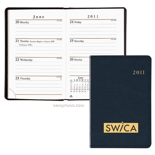 Compact Planner W/ Week & Month Format (Bonded Leather Cover)