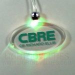 Oval Light Up Pendant Necklace W/ Green LED