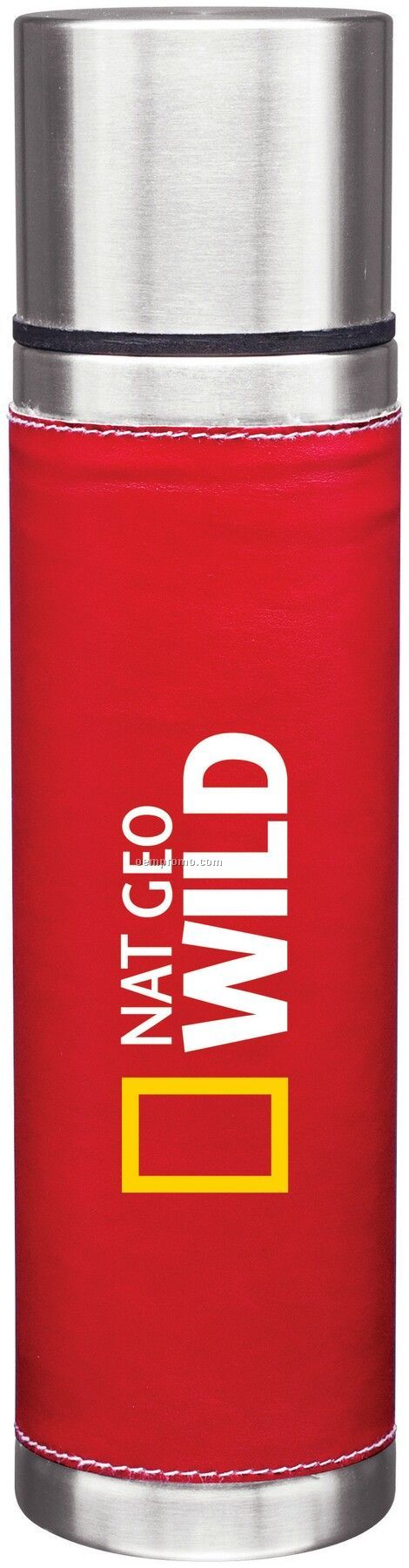 16.5 Oz. Stainless Steel Thermal Bottle With Red Leatherette Sleeve