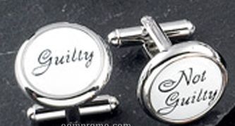 Rhodium Plated Cuff Links W/ "Guilty & Not Guilty"